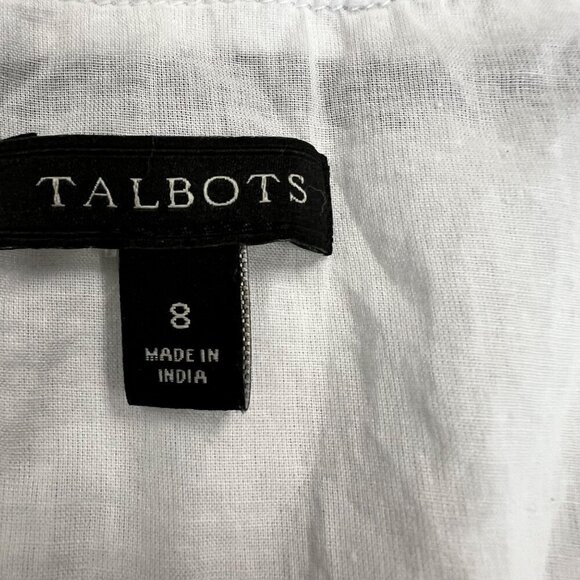Talbots Women's Sleeveless Belted Shift Dress White/Black Size 8 - Picture 8 of 9